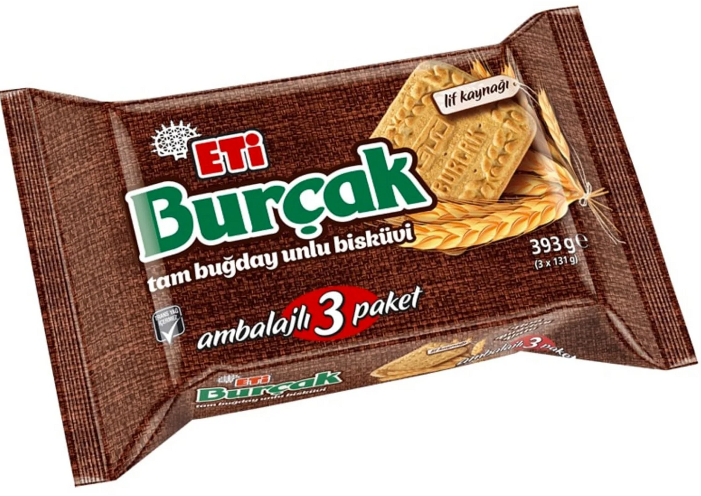 Eti Burcak Whole Wheat Biscuits 3 Pack 14 x 393 g