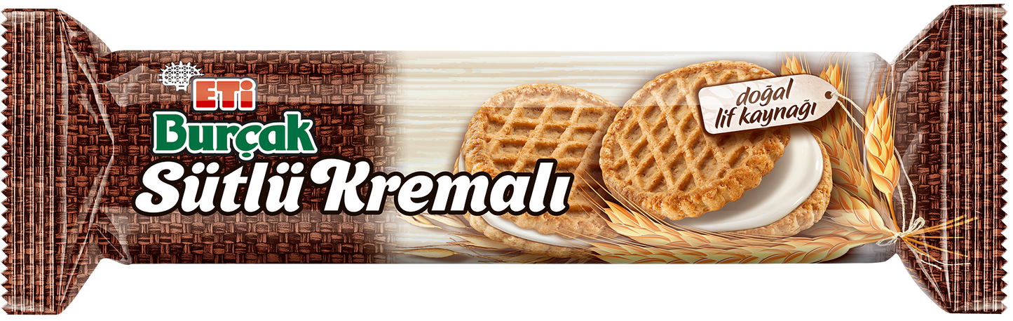 Eti Burcak Oat Biscuit With Milk Cream Fibrous 12 x 100 g
