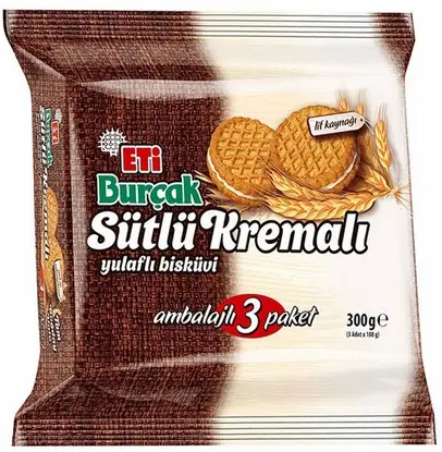 Eti Burcak Oat Biscuit With Milk Cream Fibrous 3 Pack 9 x 300 g