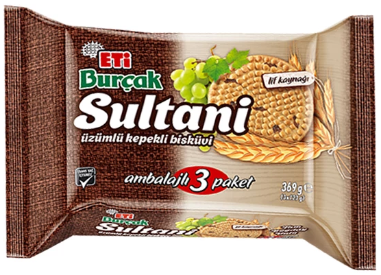 Eti Burcak Sultani Biscuits With Raisin 3 Pack 14 x 369 g