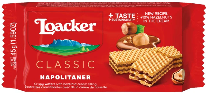 Loacker Wafer Hazelnut 12 x 45 g