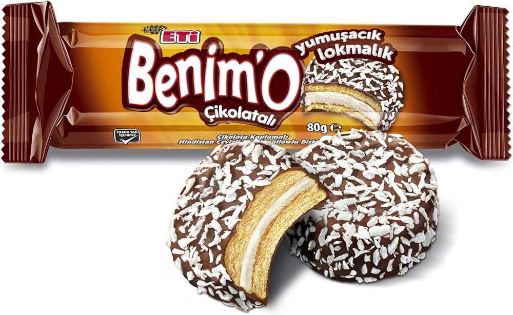 Eti Benim0 Chocolate Marshmallow and Coconut Biscuit 18 x 80 g