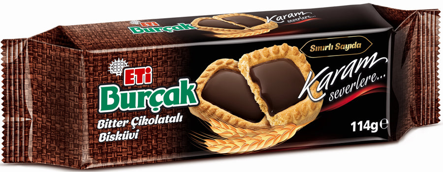 Eti Burcak Karam Bitter Chocolate Biscuits 12 x 114 g