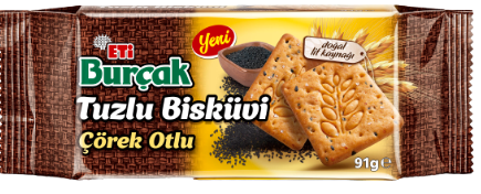 Eti Burcak Whole Wheat Salty Biscuits with Black Cumin 18 x 91 g