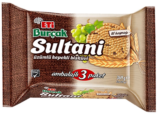 Eti Burcak Sultani Biscuits With Raisin 3 Pack 14 x 369 g